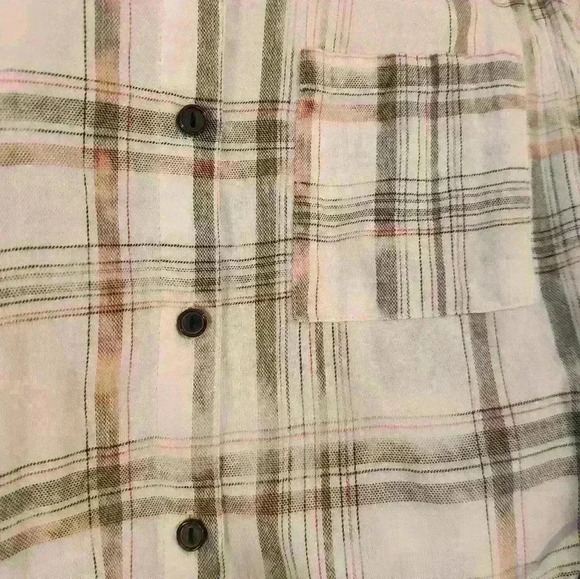 Care bears logo, women's lightweight flannel, size med. Gray, cream, button-up - Picture 8 of 10